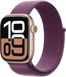 Apple Watch Series 10 GPS + Cellular 42 mm růžově zlatý hliník s sportovním řemínkem Švestka
