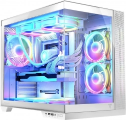 Počítačová skříň VOLCANO Panorama Apex ARGB, 7× ARGB ventilátorů, bílá