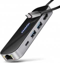 Víceportový USB-C hub 6v1 s HDMI 4K/60 Hz, GLAN a PD 100 W