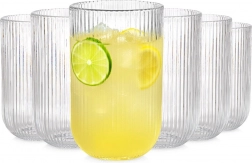 Sada sklenic 400 ml Vilde, 6 ks – žebrované čiré sklenice na nápoje