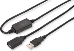 Aktivní prodlužovací kabel USB 2.0 USB-A (samec) na USB-A (samice) 15 m, černý