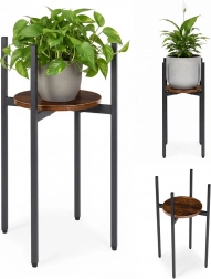 stojan na květiny loft modernhome s kovovou konstrukcí a dřevěnou policí