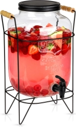 Skleněný nápojový dispenser s kohoutkem a stojanem 8 l