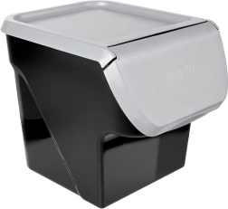 Plastový box na ovoce a zeleninu s výklopným víkem 13 l, šedý