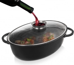 Ovální granitová pekáč s víkem 8 l, 45 × 27,5 cm