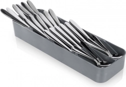 Šedý zásobník na příbory do zásuvky 39 × 11,5 cm