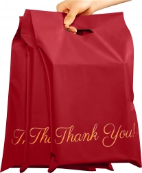 Červené kurýrní fóliové obálky s uchem 310 × 420 + 70 mm, 50 ks, nápis Thank You