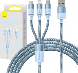 Nabíjecí a datový kabel 3v1 BASEUS StarSpeed, USB‑C / micro USB / Lightning, 3,5 A, 1,2 m, modrý