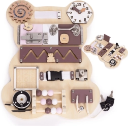 Dřevěná senzorická busy board medvěd 12 prvků ECOTOYS