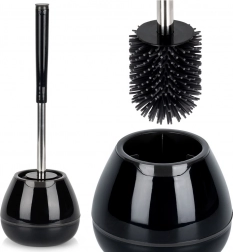 Silikonová WC štětka se stojanem a pinzetou, černá 42 cm