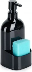 Dávkovač na mycí prostředek s přihrádkou na houbičku, černý 500 ml
