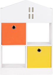 Dětská domečková knihovna s přihrádkami a látkovými boxy ECOTOYS