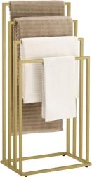 Volně stojící kovový stojan na ručníky, 4 ramena - zlatý