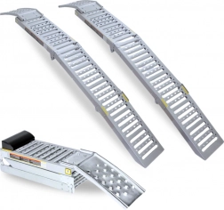 Skládací ocelové nájezdové rampy 200 cm, nosnost 250 kg na rampu (komplet 2 ks)