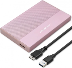 Hliníkový box na disk 2.5" SATA s USB 3.0, 5 Gb/s, až 2 TB – růžový