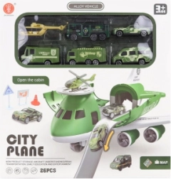 Letadlo s rozkládací garáží a vojenskými autíčky