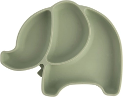 Dětský silikonový dělený talířek slon, zelený 23,5 × 19 × 3,5 cm