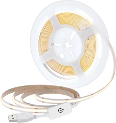 Solight LED COB pásek 5 m teplá bílá 3000 K USB s vypínačem 8 mm
