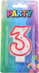 Párty svíčka číslo 3 červená