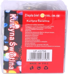 Světelný závěs 3 m na USB – teplá bílá