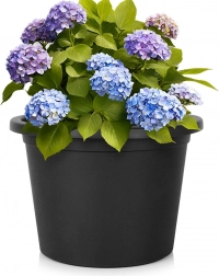 Plastový zahradní květináč černý kulatý 39 cm