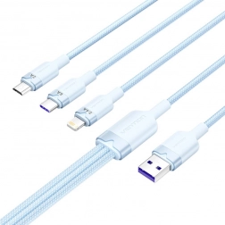 usb kabel 3 v 1 6a 1,5 m modrý vention