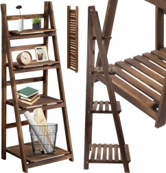 Víceúrovňový dřevěný květinový záhon a knihovna