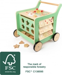 Dřevěné chodítko a motorická kostka Small Foot pro děti