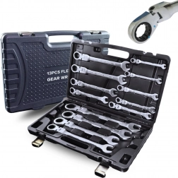 Sada ráčnových očkoplochých klíčů 13 ks flexibilních 8–32 mm v kufru