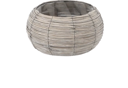 Šedý kulatý proutěný obal na květináč 39 × 21 cm