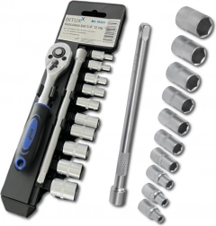 Sada ráčnových nástrčných klíčů 1/4" 12dílná, nástavce 4–13 mm a prodloužení