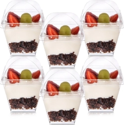 Plastové pohárky na dezerty a snacky s víčky 180 ml, 6 ks