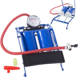 Nožní pumpa do auta s dvojitým pístem a adaptéry na jízdní kola