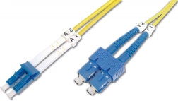 Patch cord světelný FO LC/SC duplex SM 9/125 OS2 LSOH 1m žlutý