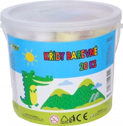 Kulaté chodníkové křídy 20 ks v kyblíku