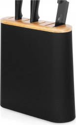 Černý blok na nože s přihrádkami z bambusu