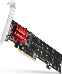 axagon pcie x8 adaptér pro 2× m.2 nvme s raid, kompatibilní bez bifurkace, plná i nízkoprofilová záslepka
