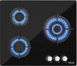 Třízónový plynový sporák se skleněným panelem IsEasy