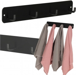 Nástěnný koupelnový věšák se 4 háčky, černý kov