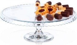 Skleněný podnos na dort na nožce 32 cm