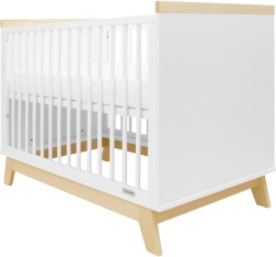 Dětská postýlka se zábranou NEW BABY Marcus 120 × 60 cm bílá/přírodní