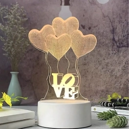 Noční LED lampa Love srdce 3D iluze na USB