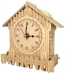 Dřevěné 3D puzzle – hodiny Domek WOODCRAFT