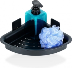 Rohová sprchová polička černá, samolepicí 28 × 22 × 8 cm