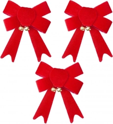 Vánoční velurové mašle 10,5 × 13 cm, sada 3 ks