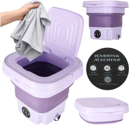 Skládací mini cestovní pračka 8 l fialová