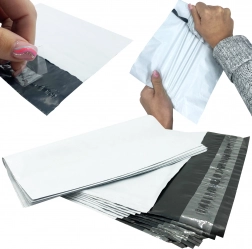 Bílé kurýrní plastové obálky 450 × 550 mm, samolepicí, 50 ks