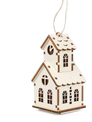 Kouzlo dřeva střední domeček – kostelík s věžičkou a LED svíčkou