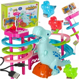 Závodní dráha dinosaurus se skluzavkou, pohyblivými schody, LED a zvukem