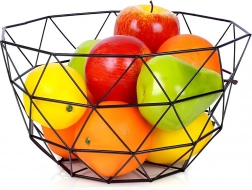 Kovový košík na ovoce s odnímatelným háčkem, černý